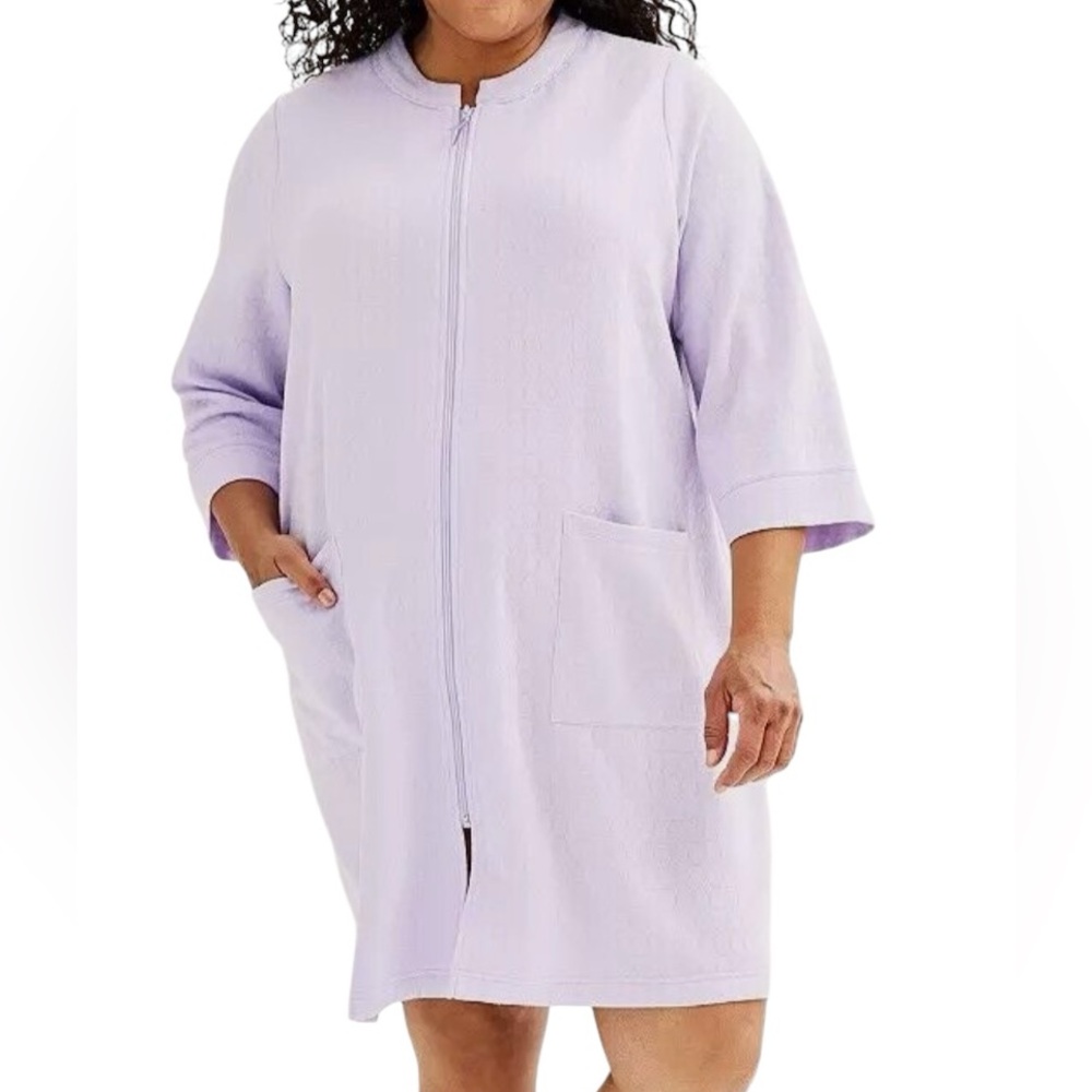 CROFT & BARROW Women’s Lilac Quilted Zip Front Robe  Size: XXL